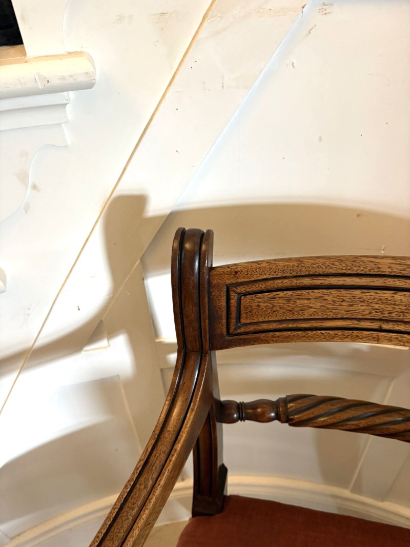 Antique Regency Mahogany Open Armchair / Desk Chair - Image 7